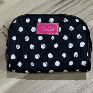 Betsey Johnson Black White Polka Dot Makeup Cosmetic Bag